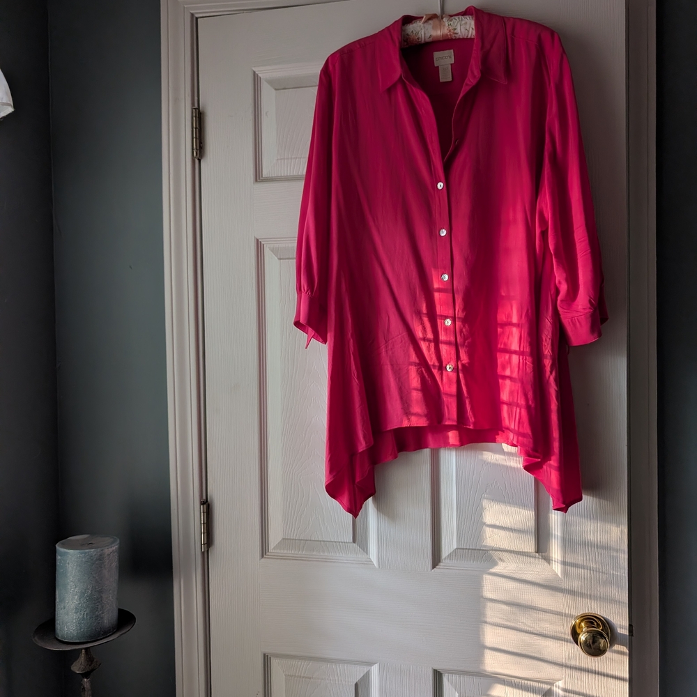 Women's Pink Button-Up Blouse